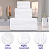 BNM Cotton 6 Piece Assorted Solid and Marble Towel Set, Includes 2 Bath, 2 Hand, 2 Washcloths/Face Towels, Daily Use, Soft, Absorbent, Decorative Bathroom Accessories, Home Essentials, White view 3