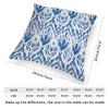 ArogGeld Chinoiserie Chic Cushion Cover Blue Bukhara Ikat Sofa Pillowcase Boho Ethnic Ikat Textile Blue Accent Pillow with Zipper for Living Room Bedroom 28x28in White Flax view 2