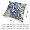 ArogGeld Asian Style Chinoiserie Cushion Covers Blue and Khaki Chinoiserie Floral Throw Pillow Vintage Peony Flower Throw Pillowcase with Zipper for Sofa Living Room 28x28in White Flax view 2