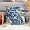 ArogGeld Asian Style Chinoiserie Cushion Covers Blue and Khaki Chinoiserie Floral Throw Pillow Vintage Peony Flower Throw Pillowcase with Zipper for Sofa Living Room 28x28in White Flax view 4