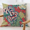 ArogGeld Red and Yellow Chinoiserie Floral Cushion Cover Vintage Peony Flower Cushion Cover Chinoiserie Chic Double Side Accent Pillow for Sofa Couch Car Chair 28x28in White Linen view 3