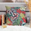 ArogGeld Red and Yellow Chinoiserie Floral Cushion Cover Vintage Peony Flower Cushion Cover Chinoiserie Chic Double Side Accent Pillow for Sofa Couch Car Chair 28x28in White Linen view 4