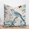 ArogGeld Bird Flower Aquamarine Cushion Covers Chinoiserie Floral Bird Animal Cushion Cover Asian Scenic Chinoiserie Double Side Throw Pillowcase for Office Car Chair Sofa 28x28in White Linen view 1