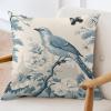 ArogGeld Bird Flower Aquamarine Cushion Covers Chinoiserie Floral Bird Animal Cushion Cover Asian Scenic Chinoiserie Double Side Throw Pillowcase for Office Car Chair Sofa 28x28in White Linen view 3