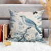 ArogGeld Bird Flower Aquamarine Cushion Covers Chinoiserie Floral Bird Animal Cushion Cover Asian Scenic Chinoiserie Double Side Throw Pillowcase for Office Car Chair Sofa 28x28in White Linen view 4