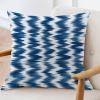 ArogGeld Japanese Asian Style Cushion Covers Ikat Style Zig Zag Pattern Blue Sofa Pillowcase Blue Antique Bukhara Ikat Throw Pillow Case with Zipper for Living Room Bedroom 28x28in White Flax view 3