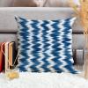 ArogGeld Japanese Asian Style Cushion Covers Ikat Style Zig Zag Pattern Blue Sofa Pillowcase Blue Antique Bukhara Ikat Throw Pillow Case with Zipper for Living Room Bedroom 28x28in White Flax view 4