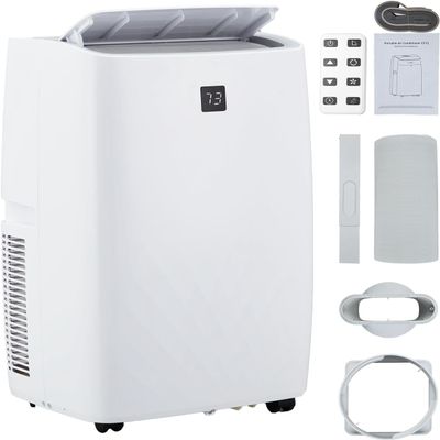 JustSmart 12,000Btus Portable Air Conditioner, Room AC with Cooling, Dehumidification, Fan 3 in 1, 24 Hour Timer/Sleep Mode, Compact AC with Remote Control, Cools 550 Sq. Ft. for Room Garage