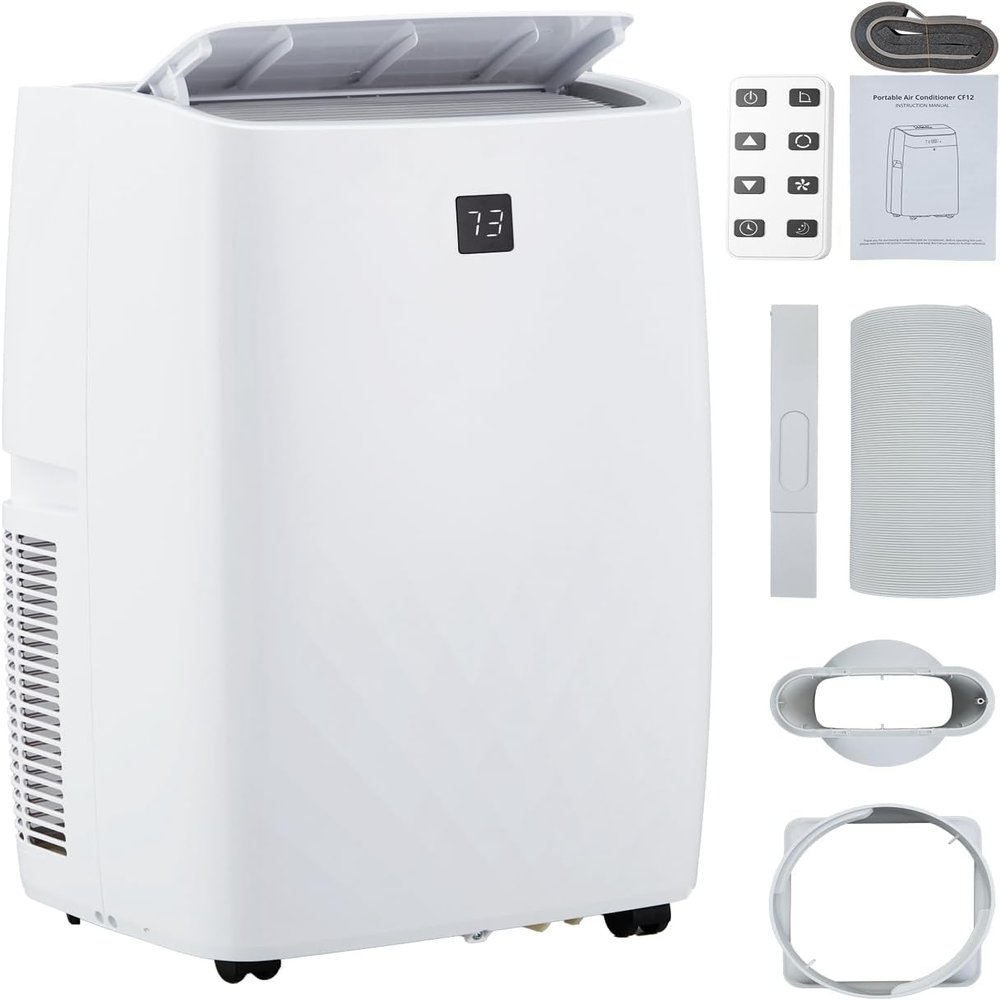 JustSmart 12,000Btus Portable Air Conditioner, Room AC with Cooling, Dehumidification, Fan 3 in 1, 24 Hour Timer/Sleep Mode, Compact AC with Remote Control, Cools 550 Sq. Ft. for Room Garage