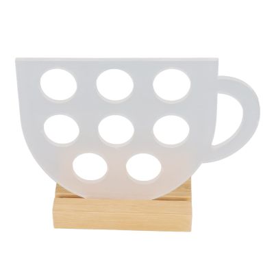YOUTHINK Coffee Capsule Holder, 8 Holes Capsule Coffee Stand Cup Shape Acrylic Coffee Pods Storage Holder with Wooden Base for Coffee Shop Dessert Shop Home