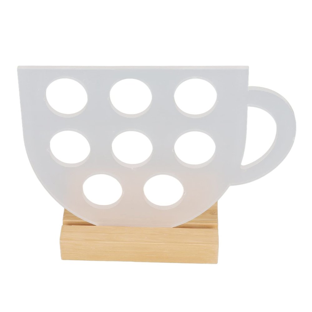YOUTHINK Coffee Capsule Holder, 8 Holes Capsule Coffee Stand Cup Shape Acrylic Coffee Pods Storage Holder with Wooden Base for Coffee Shop Dessert Shop Home