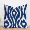 ArogGeld Blue Bukhara Ikat Throw Pillow Boho Ethnic Ikat Textile Blue Decorative Throw Pillow Cushion Japanese Asian Style Farmhouse Pillow Case for Sofa Couch Car Chair 16x16in White Flax view 1
