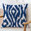 ArogGeld Blue Bukhara Ikat Throw Pillow Boho Ethnic Ikat Textile Blue Decorative Throw Pillow Cushion Japanese Asian Style Farmhouse Pillow Case for Sofa Couch Car Chair 16x16in White Flax view 3