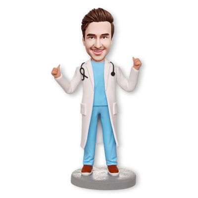 BobbleJoy Custom Bobblehead Figurine Personalized Customized Gifts for Doctor Nurse (Male Doctor1)