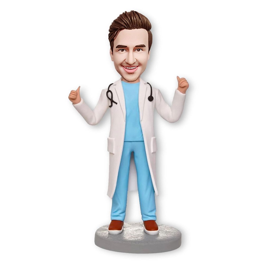 BobbleJoy Custom Bobblehead Figurine Personalized Customized Gifts for Doctor Nurse (Male Doctor1)
