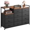 EnHomee Dresser for Bedroom with 11 Drawers, Dresser TV Stand with Shelves, Long Dressers & Chests of Drawers, Wide Dressers for Bedroom Dresser with Sturdy Metal Frame & Wood Top, Black view 1