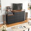 EnHomee Dresser for Bedroom with 11 Drawers, Dresser TV Stand with Shelves, Long Dressers & Chests of Drawers, Wide Dressers for Bedroom Dresser with Sturdy Metal Frame & Wood Top, Black view 2