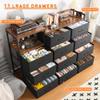 EnHomee Dresser for Bedroom with 11 Drawers, Dresser TV Stand with Shelves, Long Dressers & Chests of Drawers, Wide Dressers for Bedroom Dresser with Sturdy Metal Frame & Wood Top, Black view 4