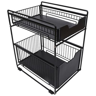 Cabinet Organizer,Under Sink Organizers,Kitchen Cabinet Organization,Under Sink Organizers and Storage with Sliding Drawer Suitable for Kitchen Storage Savers(Color : Black, Size : 37.4x20x44cm) (Colo