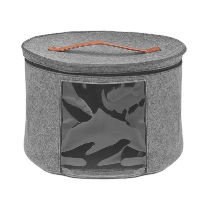 Hat Storage Box, Stuffed Animal Toy Storage Box, Portable Foldable Hat Box, Men's And Women's Travel Hat Box With Lid, Wardrobe Storage Box (Color : Gray, Size : 40x26cm)
