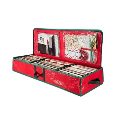 GERRIT Christmas Storage Box, Large Capacity Christmas Wrapping Paper Storage Bag Gift Packaging, Used As A Bed Storage Box For Holiday Decoration (Color : Red)