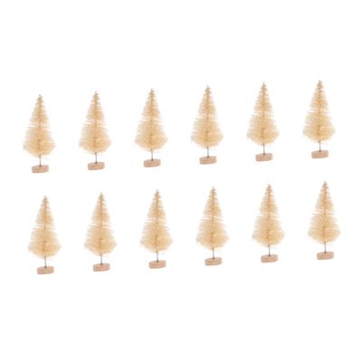 Ciieeo 12 Pcs Mini Christmas Tree 8.5cm Small Christmas Tree Ornaments Sisal Silk for