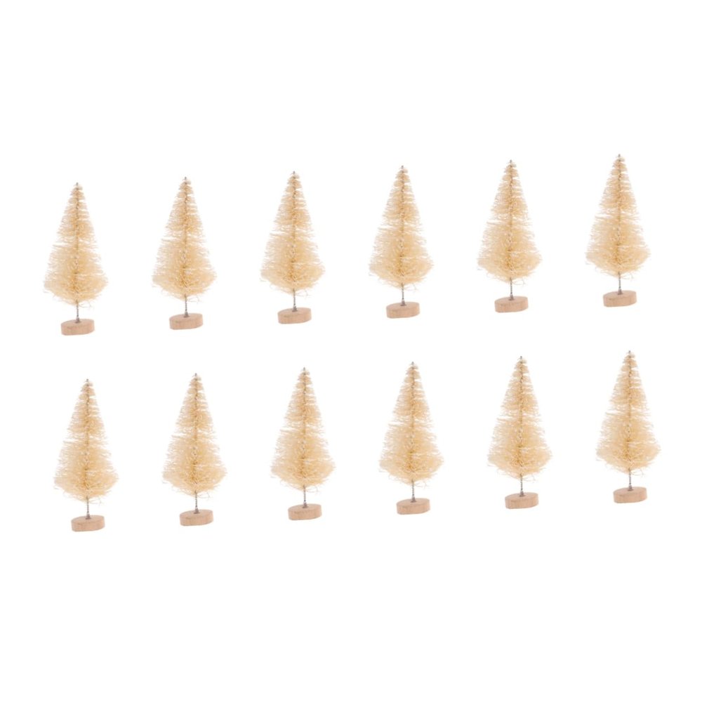 Ciieeo 12 Pcs Mini Christmas Tree 8.5cm Small Christmas Tree Ornaments Sisal Silk for