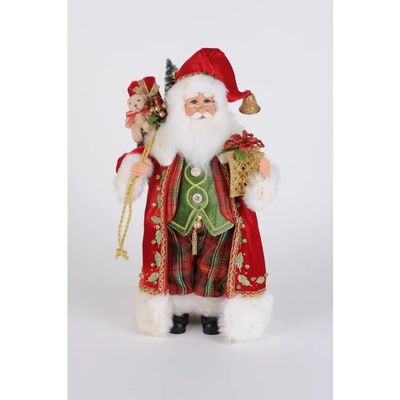 Karen Didion Lighted Traditional Tartan Santa Figurine Polyresin