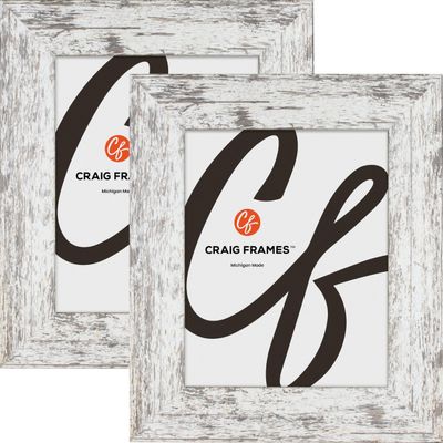 Craig Frames American Barn, 22x27 Picture Frame, Faux Barnwood, White, Set of 2