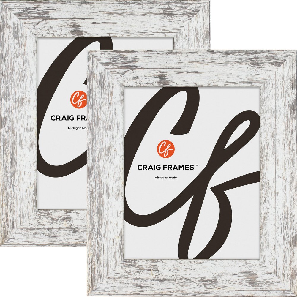 Craig Frames American Barn, 22x27 Picture Frame, Faux Barnwood, White, Set of 2