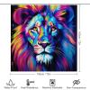 FOCCAFB 4 Piece Fantasy Lion Bathroom Set with Shower Curtain and Rugs, Modern Natural Colorful Animal Bathroom Shower Curtain Set with Rug, Bath Mat, U-Shaped Floor Mat, Style-6 view 2