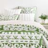 Pine Cone Hill x Kit Kemp Knight Wood Cutwork Olive Coverlet, Twin Size, Green Graphic Pattern view 1