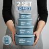 ISSEVE 12Pcs/Set Nesting Silicone Food Storage Containers with Lids, BPA Free Reusable Meal Prep Silicone Containers Airtight, Freezer Dishwasher Safe (33.8oz, 20oz, 10oz, 6.7oz, 1.3oz) (Blue) view 2