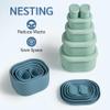 ISSEVE 12Pcs/Set Nesting Silicone Food Storage Containers with Lids, BPA Free Reusable Meal Prep Silicone Containers Airtight, Freezer Dishwasher Safe (33.8oz, 20oz, 10oz, 6.7oz, 1.3oz) (Blue) view 3
