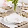 EcoQuality 9" inch Round White Plastic Plates with Gold Primrose Design - Disposable China Like Party Plates, Heavy Duty Dinner Plates, Salad Plate, Dinners, Wedding, Serveware (30) view 2