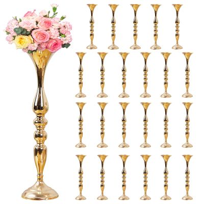 Hyuetrsa 24 Pcs Metal Flower Arrangements Stand 20 Inch Tall Wedding Flower Vase Centerpieces Table Decoration Flower Stand for Party Wedding Reception Flower Arrangement Candle Holder (Gold)