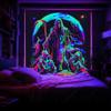 Blacklight Skull Tapestry, Trippy UV Grim Reaper Skeleton Poster, Gothic Sun Moon Tapestry for Bedroom, Neon Vertical Wall Hanging for Men Living Room Dorm Decor 60X80IN view 2