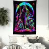 Blacklight Skull Tapestry, Trippy UV Grim Reaper Skeleton Poster, Gothic Sun Moon Tapestry for Bedroom, Neon Vertical Wall Hanging for Men Living Room Dorm Decor 60X80IN view 4