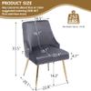 KCC Velvet Dining Room Chairs Set of 2 Nailhead Back Ring Pull Trim with Gold Legs for Kitchen Living Room(Grey) view 3