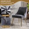 KCC Velvet Dining Room Chairs Set of 2 Nailhead Back Ring Pull Trim with Gold Legs for Kitchen Living Room(Grey) view 4