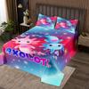 Cartoon Axolotl Kids Bedspread King Size,Starry Sky Galaxy Romantic Coverlet Set,Boys Girls Room Decor,Cute Salamander Marine Animals Quilted Coverlet,Blue Pink Kawaii Bedding Quilt,2 Pillowcases view 1