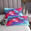 Cartoon Axolotl Kids Bedspread King Size,Starry Sky Galaxy Romantic Coverlet Set,Boys Girls Room Decor,Cute Salamander Marine Animals Quilted Coverlet,Blue Pink Kawaii Bedding Quilt,2 Pillowcases view 3