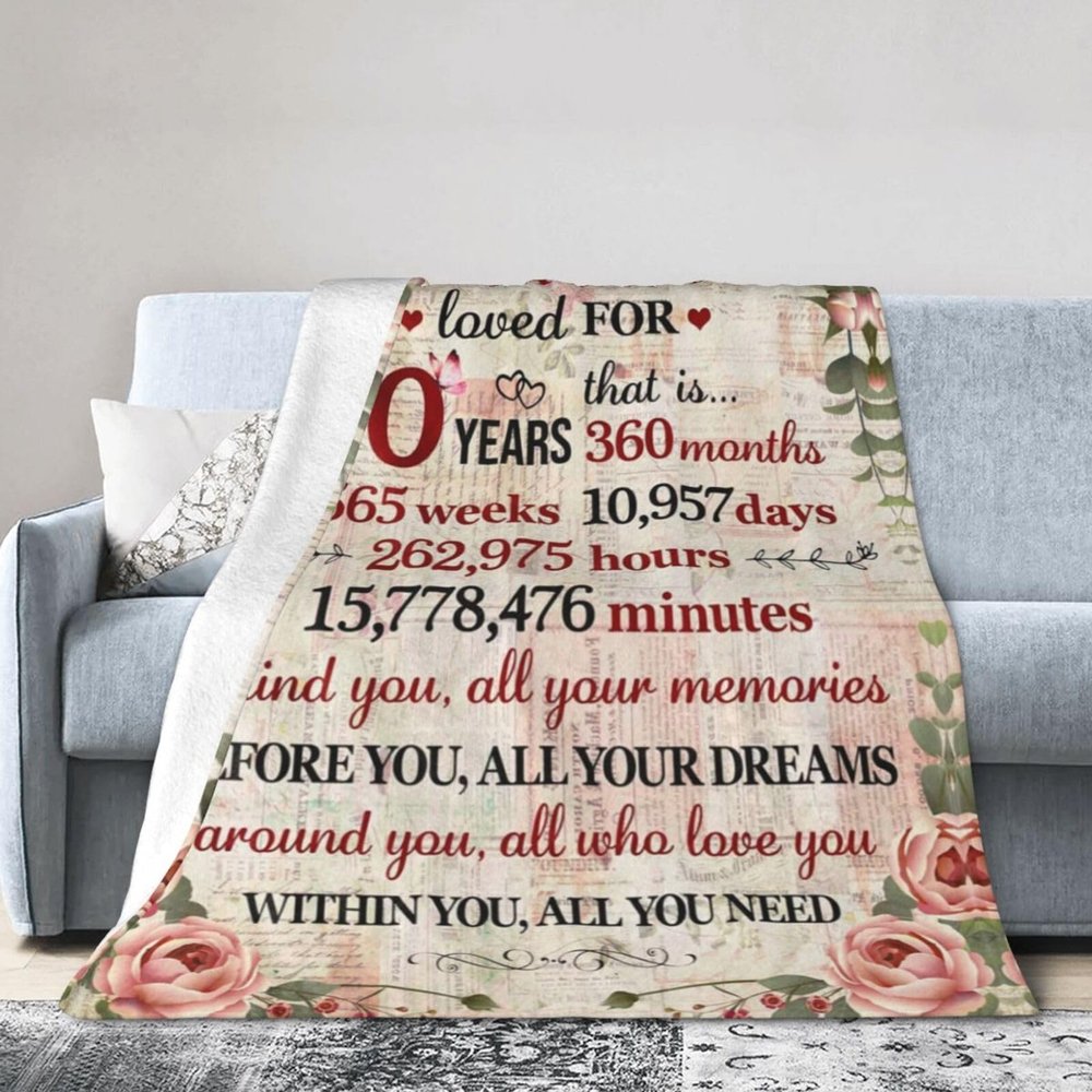 Xsovgoi 30 Years Anniversary Blanket,Gifts for 30th Anniversary Blankets,30th Anniversary Wedding Gifts Blanket & Throws for Couch Bed Living Room Decor 50"X40"