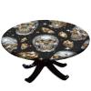 Barsada Skull Silver and Black Print Tablecloth Round Elastic, Waterproof Oil-Proof Table Cover, for Parties Kitchen Dinning and Outdoor Fit for 44"" Table, GQ-SBZB-2402ZXW1327-D130 view 1