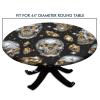Barsada Skull Silver and Black Print Tablecloth Round Elastic, Waterproof Oil-Proof Table Cover, for Parties Kitchen Dinning and Outdoor Fit for 44"" Table, GQ-SBZB-2402ZXW1327-D130 view 4
