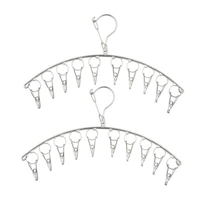 OFFSCH 2pcs Stainless Steel Socks Hanger Laundry Drying Hook Hangers Clothes Rack for Hanging Socks Pins for