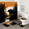 Witzest 4Pcs Cabin Bear Shower Curtain Sets with Non-Slip Rug, U Shape and Toilet Lid Cover Mat, Hunting Home Bathroom Decor Set Accessories with 12 Hooks, 72 x 72 Inch view 2
