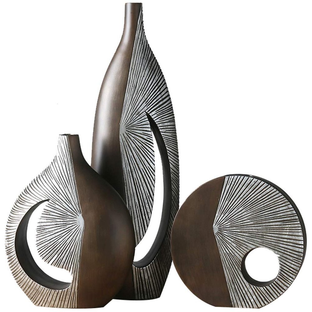 Creative Elegant Vase Decoration, Simple Resin Vase for Living Room, Light Luxury Art Tulip Receptacle Set, Unique Gift (Size : A+B+C)