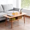 2 Tier Wood Coffee Table, Bamboo Tea Table for Living Room,Modern Rectangular Log Wind Center Table with Open Shelving, for Living Room Home Office view 2