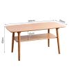 2 Tier Wood Coffee Table, Bamboo Tea Table for Living Room,Modern Rectangular Log Wind Center Table with Open Shelving, for Living Room Home Office view 3